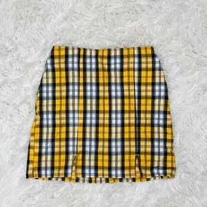 Hollister High Rise Plaid Yellow Women's Skirt